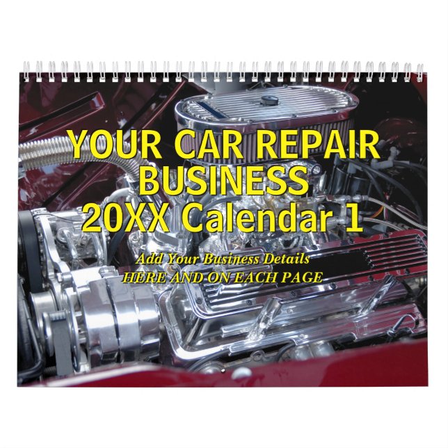 Calendario Añadir sus detalles - Car Repair Business 20xx Cal (Tapa)