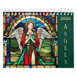 Calendario Ángel personalizado de vidrio manchado 2026