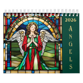 Calendario Ángel personalizado de vidrio manchado 2026