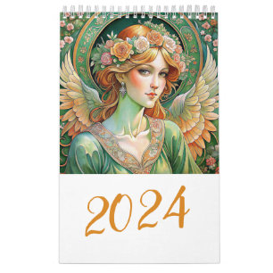 Calendario Ángeles de Pascua en estilo Art Nuovo 2024