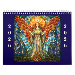 Calendario ángeles de vidrio pintado 2026