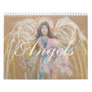Calendario Ángeles: Detalle de dibujos en colores pastel