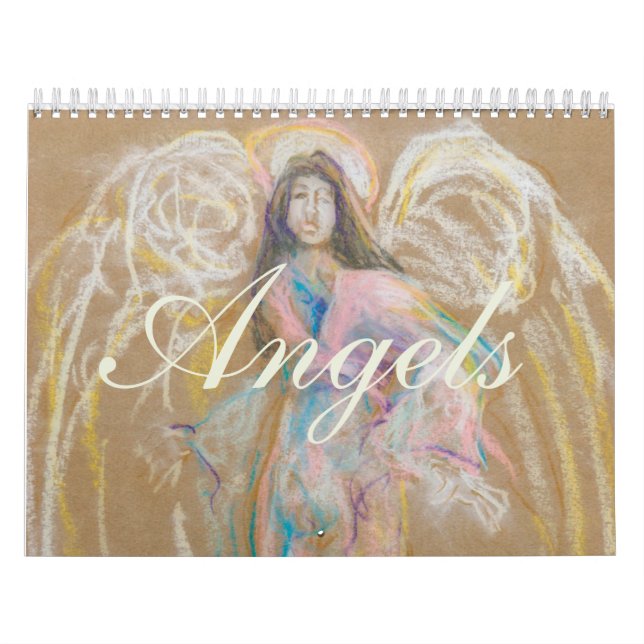 Calendario Ángeles: Detalle de dibujos en colores pastel (Tapa)