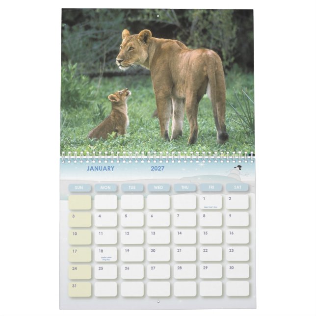 Calendario animal 6 (Jan 2027)