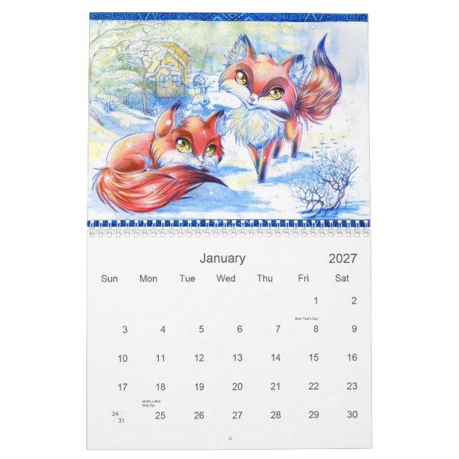 Calendario animal lindo 2013 del arte (Jan 2027)