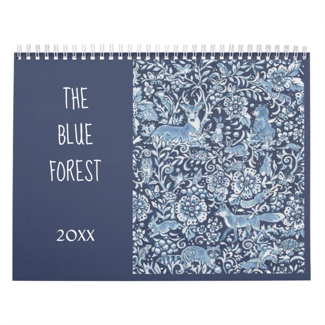 Calendario Animales Blue & White Forest Delft Floral Woodland (Tapa)