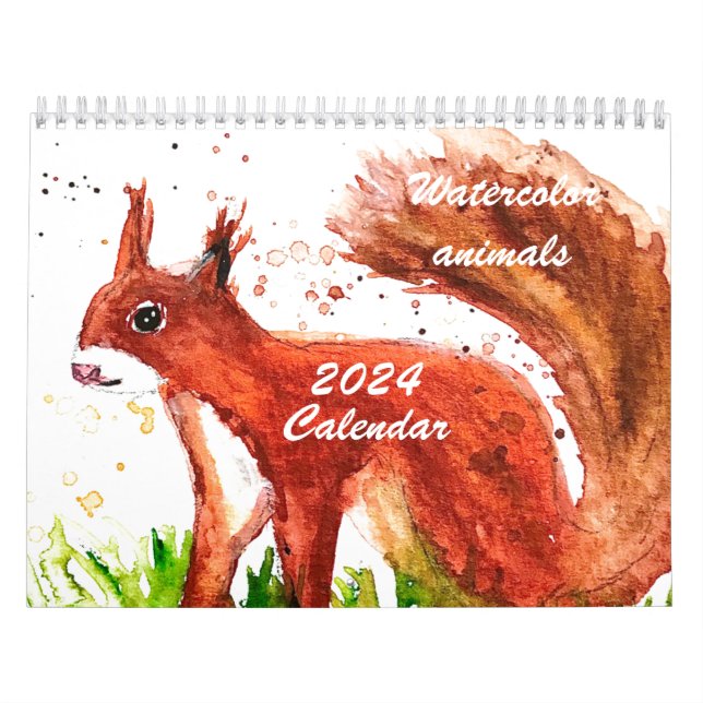 Calendario Animales curados Watercolor Squirrel Fox Deer Fore (Tapa)
