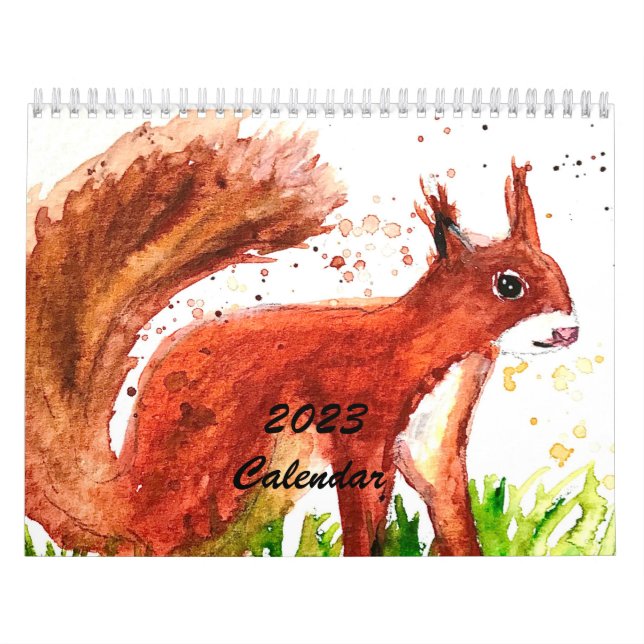 Calendario Animales curados Watercolor Squirrel Fox Deer Fore (Tapa)