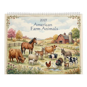 Calendario Animales de granja americanos - Dos páginas 2027