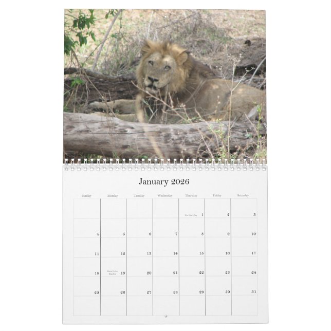 Calendario Animales de Suráfrica (Jan 2026)