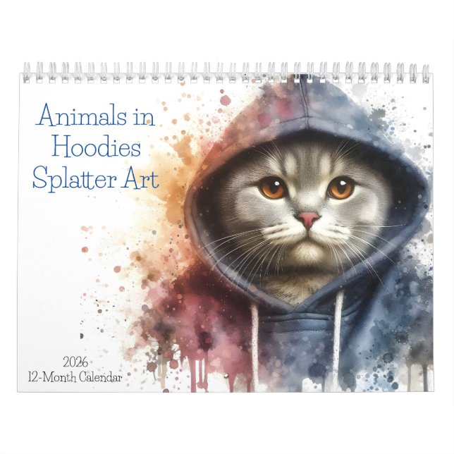 Calendario Animales en las novillas 12 meses salpicar el arte (Tapa)