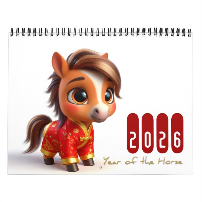 Calendario Año de los Animales Zodiacos Bebés Chinos 2026 (Tapa)