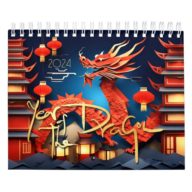 Calendario Año de los dragones chinos año personalizado 2024  (Tapa)