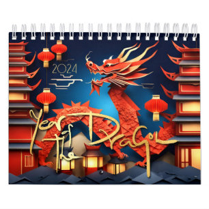 Calendario Año de los dragones chinos año personalizado 2024 