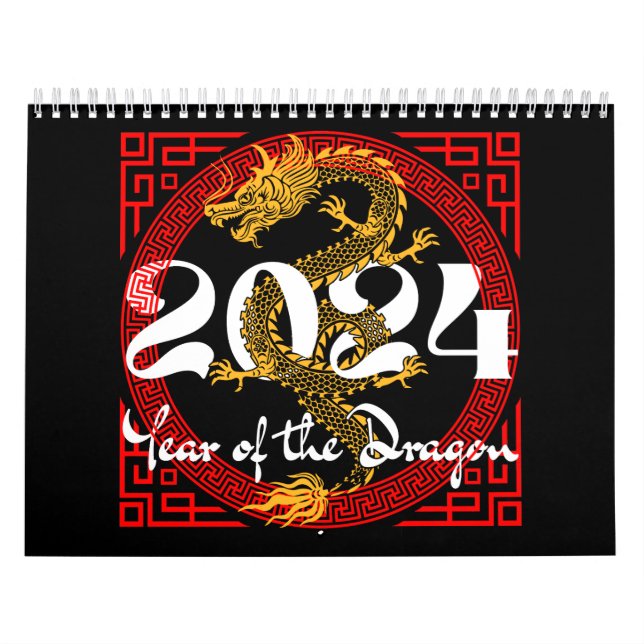 Calendario Año del Dragón 2024 zodiaco chino (Tapa)
