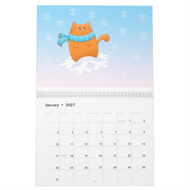 Calendario Año del gato de Cuteness (Jan 2027)