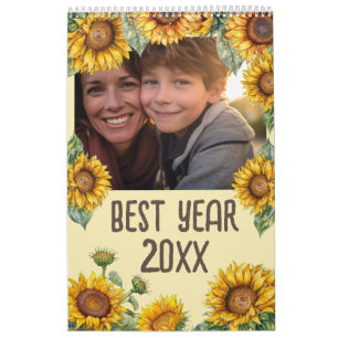 Calendario Año nuevo de la foto del girasol