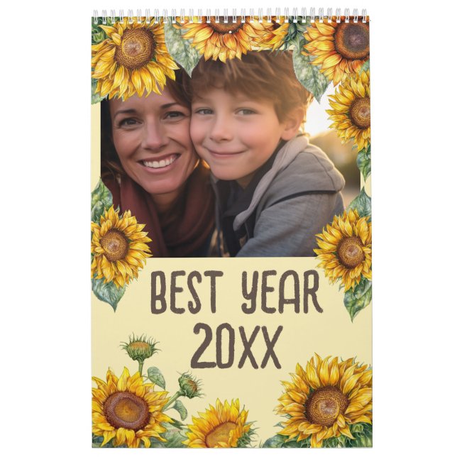Calendario Año nuevo de la foto del girasol (Tapa)