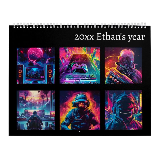 Calendario Año nuevo de los juegos de neón (Tapa)
