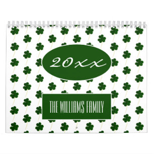 Calendario Año personalizado Patrón irlandés Shamrock 2020 mo