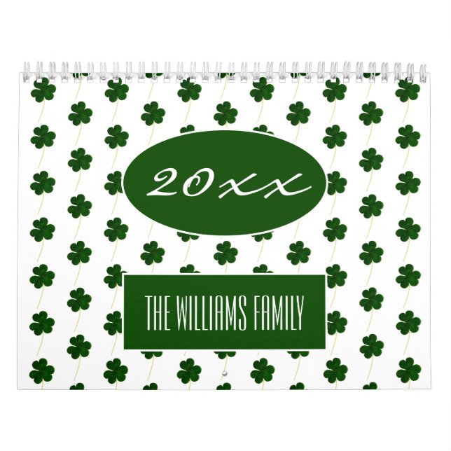 Calendario Año personalizado Patrón irlandés Shamrock 2020 mo (Tapa)
