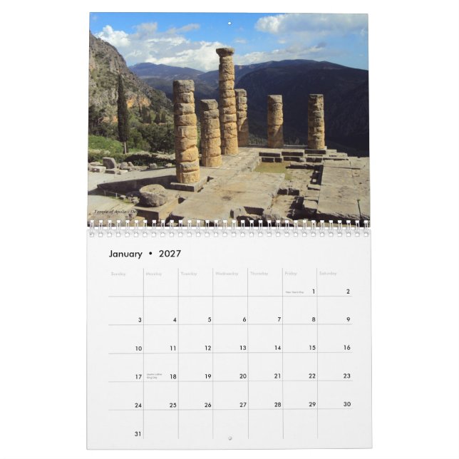 Calendario Antigüedades de Grecia (Jan 2027)