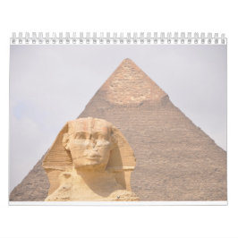 Calendario Antiguo Egipto con pirámides, templos esfinges