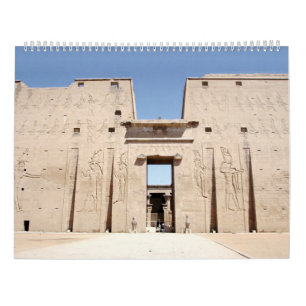 Calendario Antiguo Egipto con pirámides, templos esfinges