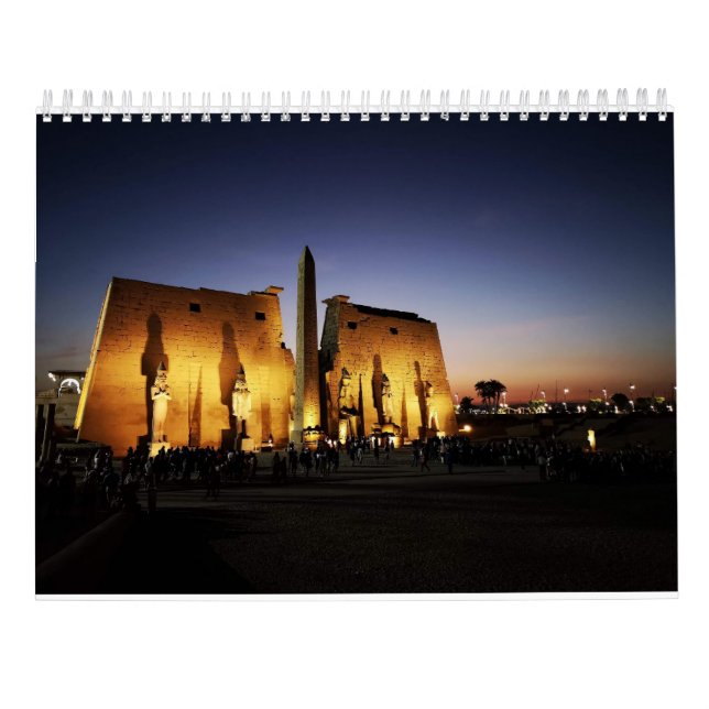 Calendario Antiguo Egipto con pirámides, templos esfinges (Reverso)