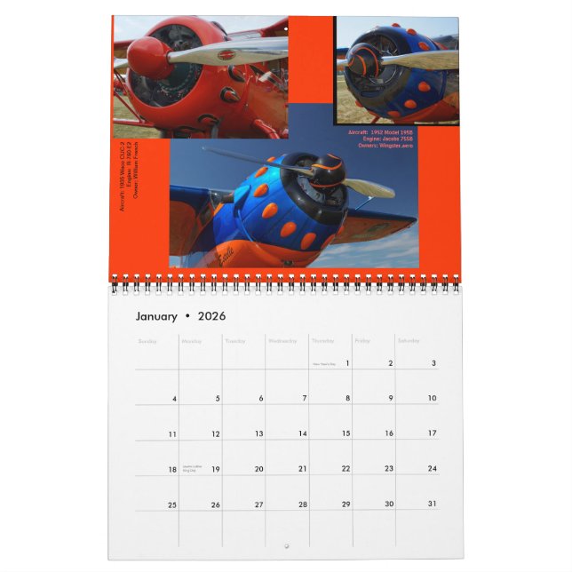 Calendario Antique Aircraft Motines tamaño estándar 2014 (Jan 2026)