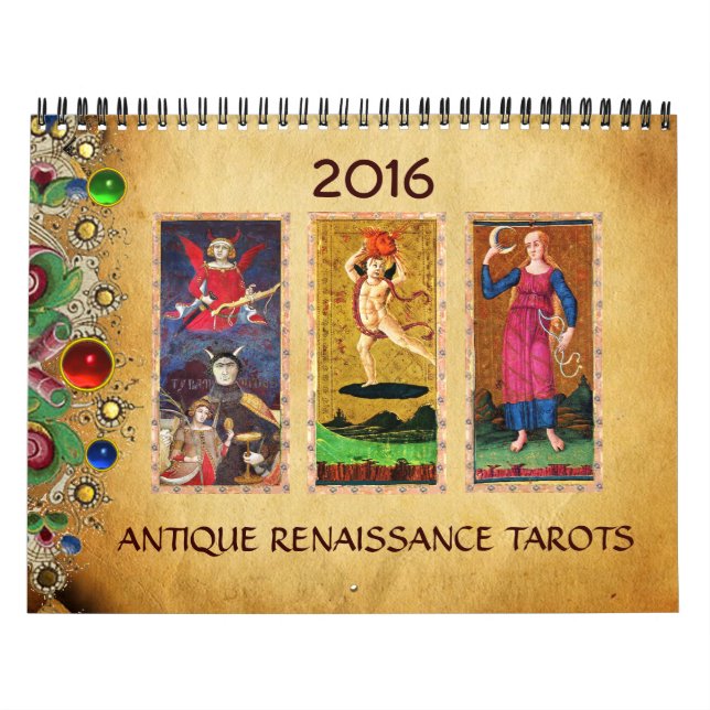 CALENDARIO ANTIQUE RENAISSANCE TAROTS FLORAL PARCHMENT 2016 (Tapa)