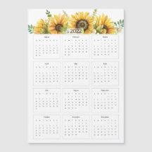 Calendario Anual 2022 con girasoles