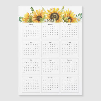 Calendario Anual 2022 con girasoles