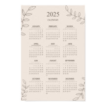 Calendario Anual 2025 Arte en Línea Floral Minimal