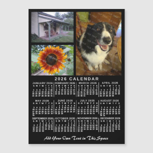 Calendario anual 2026 negro con 3 fotos personaliz