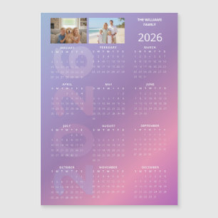 Calendario Anual 2026 Rosa Azul Foto Personalizada