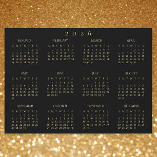 Calendario anual 2026 Tarjeta magnética de oro y n