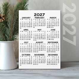 Calendario anual 2027 - Tarjeta básica minimalista
