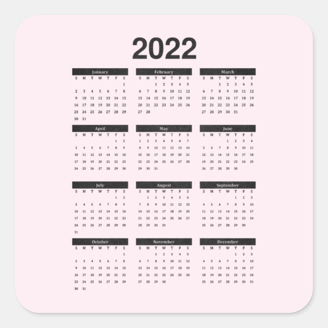 Calendario anual de 2022 para Pegatina de plaza ro (Anverso)