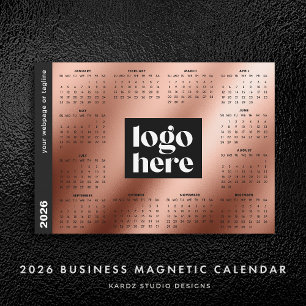 Calendario anual de 2026 Rose Gold con logotipo em