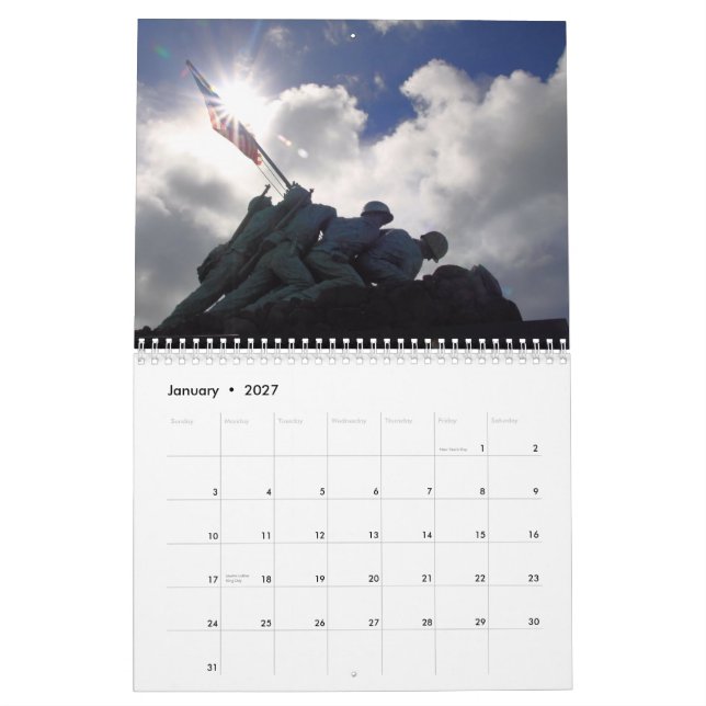 Calendario anual de DJ PhotoUSA (Jan 2027)