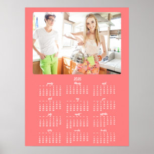 Calendario Anual de Fotos 2026 Póster Coral