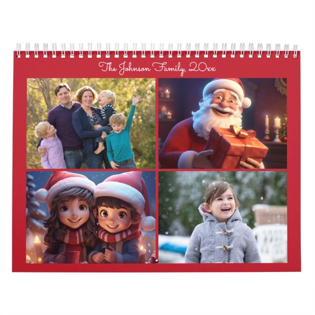 Calendario anual de la familia de fotos de Navidad (Tapa)