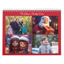 Calendario anual de la familia de fotos de Navidad