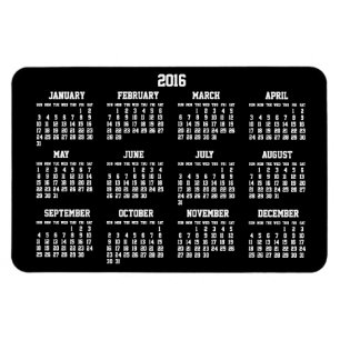 Calendario Anual Negro 2016 Grandes imanes flexibl
