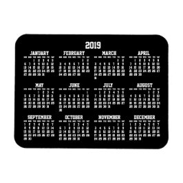Calendario Anual Negro 2019 Pequeños imanes flexib