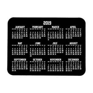 Calendario Anual Negro 2019 Pequeños imanes flexib