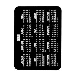 Calendario Anual Negro 2019 Pequeños imanes flexib