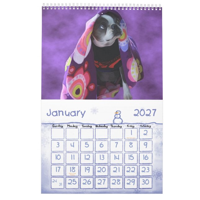 Calendario Apenas Bostons (Jan 2027)