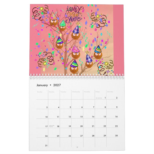 Calendario Árbol 2014 del búho (Jan 2027)